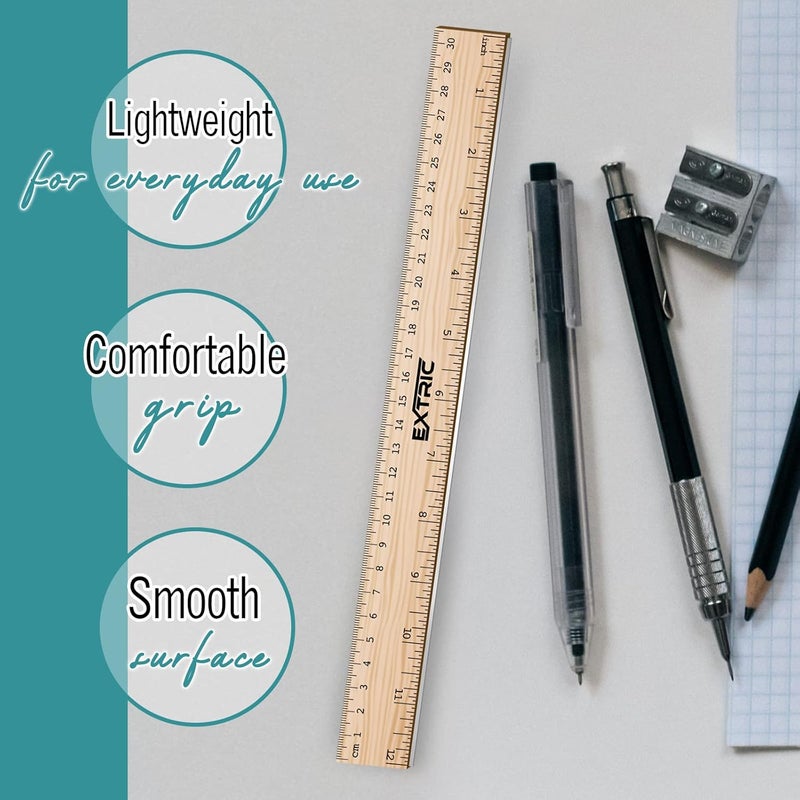 EXTRIC Rulers 24 Pack - Rulers 12 Inch, Wood Ruler with Metal Edge Greta for School, Classroom, Home, and Office - Image 2